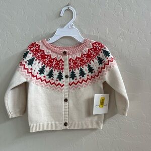 Starting Out Festive Cream and Red Baby Sweater